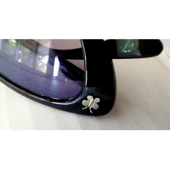 90s Butterfly Sunglasses Cateye Black Frame Violet Gradient Lens Deadstock - Picture 2 of 9
